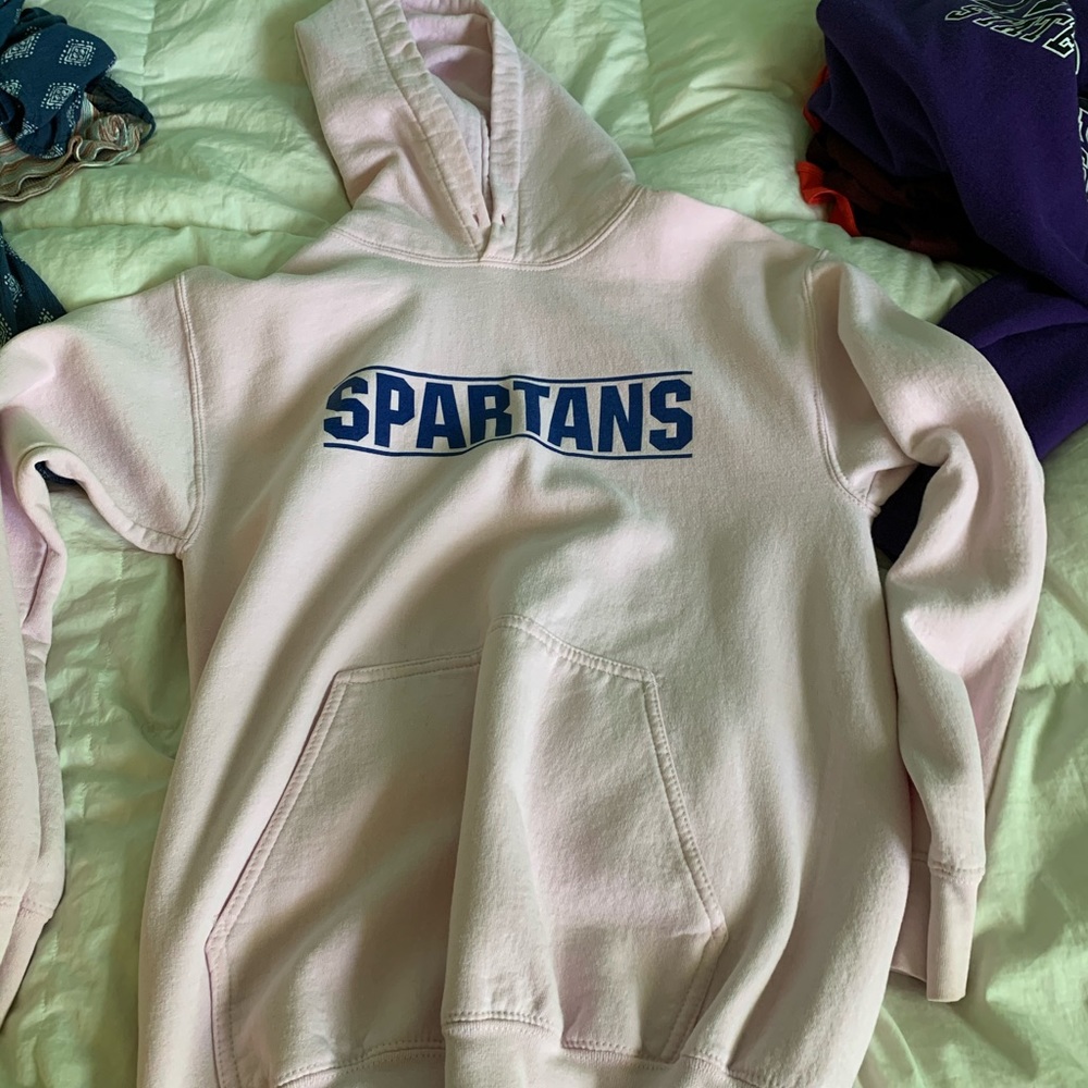 pink spartan sweatshirt